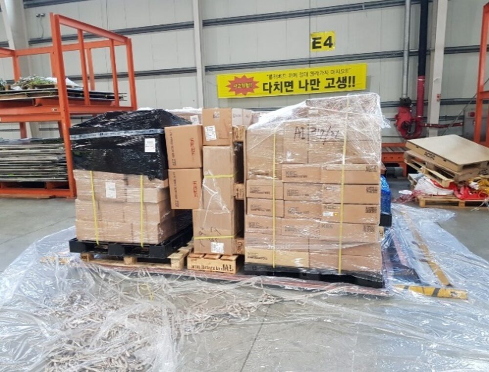 Cargo build-up inside the Incheon airport cargo terminal